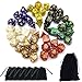 Price comparison product image Smartdealspro 7 x 7-Die Pearl Polyhedral Dice Set with Pouches for Dungeons and Dragons DND RPG MTG Table Games D4 D6 D8 D10 D% D12 D20