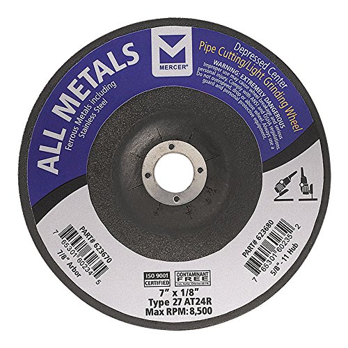Mercer Industries 623670 Type 27 Pipe Cutting and Light Grinding Wheel for All Metals, Including SS, 7