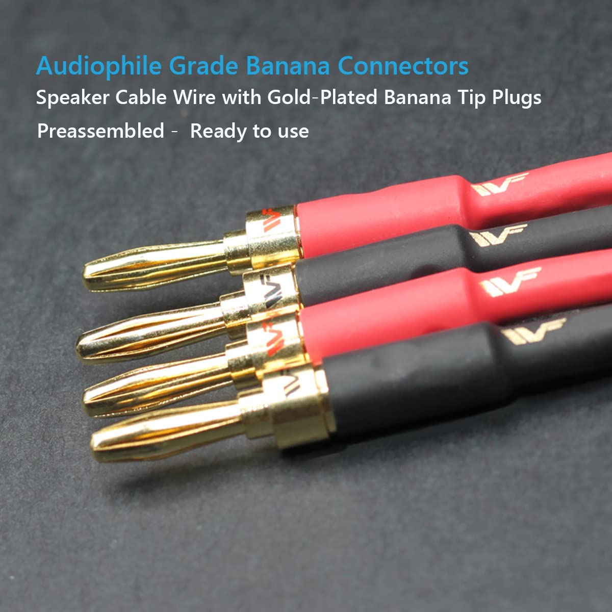 UCINNOVATE 2Pack 4m 13AWG Speaker Cable, Audiophile Grade Speaker Cable with Gold Plated Banana Plugs, Pre-Connected HiFi Copper Speaker Wire bi wired speaker cables for Home Theater (2X 4m / 13.12FT)