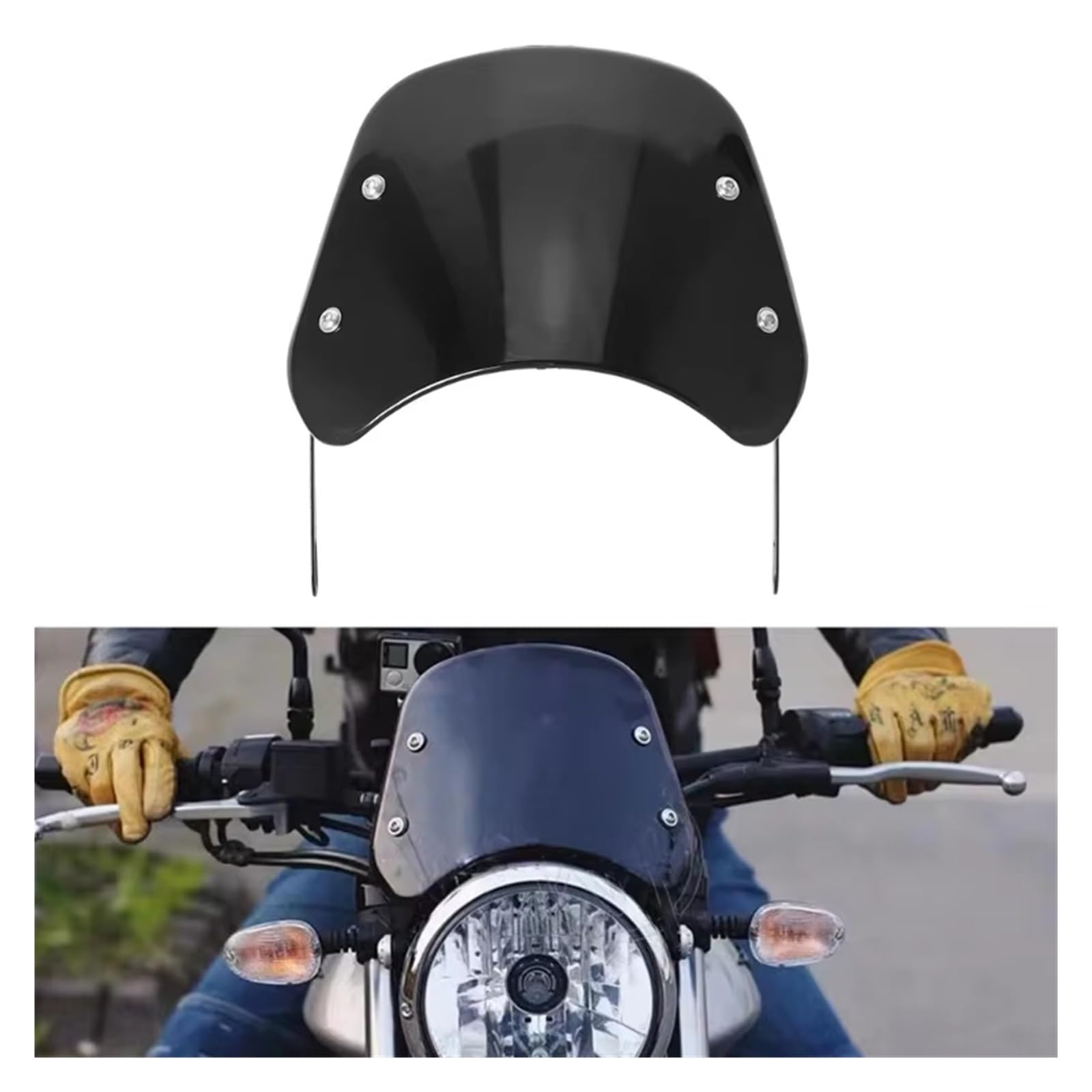 déflecteur Moto pour Phares Universels De 5 À 7 Pouces Modification Pare-Brise Moto Rétro Adaptée(Noir)