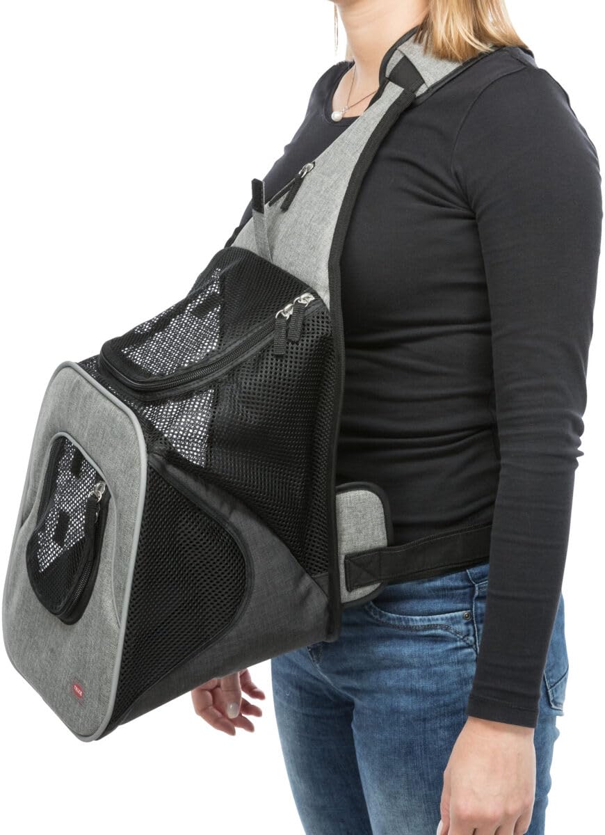 TRIXIE 28941 Sac ventral Savina en Nylon Noir/gris30 × 33 × 26 cm