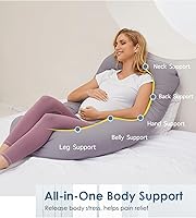 Vista 2 de ZZZhen Almohada de embarazo para dormir, almohada de maternidad en forma de G – 56 pulgadas con funda extraíble de microfibra gris, multiuso