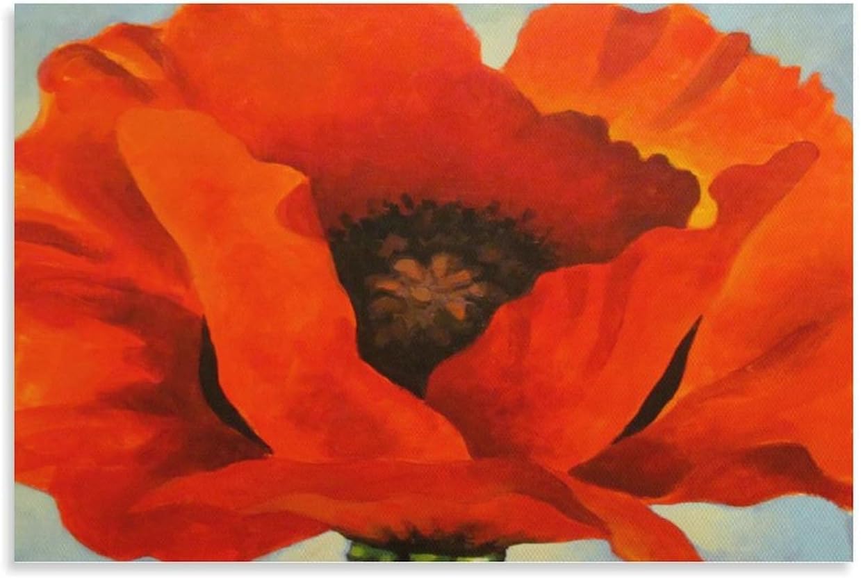 Orjdjz Wxkbl Georgia O'Keeffe Canvas Wall Art Georgia O'Keeffe《Red Poppy》Poster and Prints Aesthetic Painting for Home Decor Picture 40x60cm Frameless