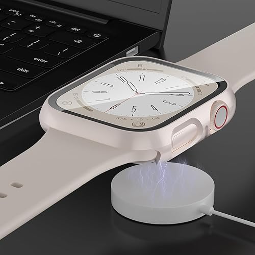 Miniatura 5 de Paquete de 6 fundas compatibles con Apple Watch Series 9, 8 y 7 con protector de pantalla de cristal templado, cubierta protectora dura de PC para