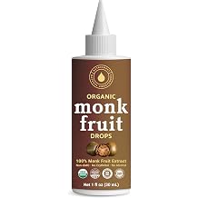 Organic Monk Fruit Liquid Sweetener Drops, 100% Pure Extract, Zero Sugar & No Erythritol, Unflavored Liquid Monk Fruit for Coffee, Tea, Drinks & Baking, 1 fl oz