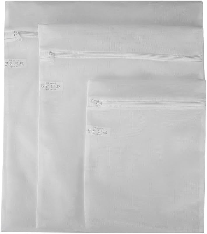 Sunbeam Bolsa de lavado para ropa delicada de micromalla de 3 piezas, color blanco