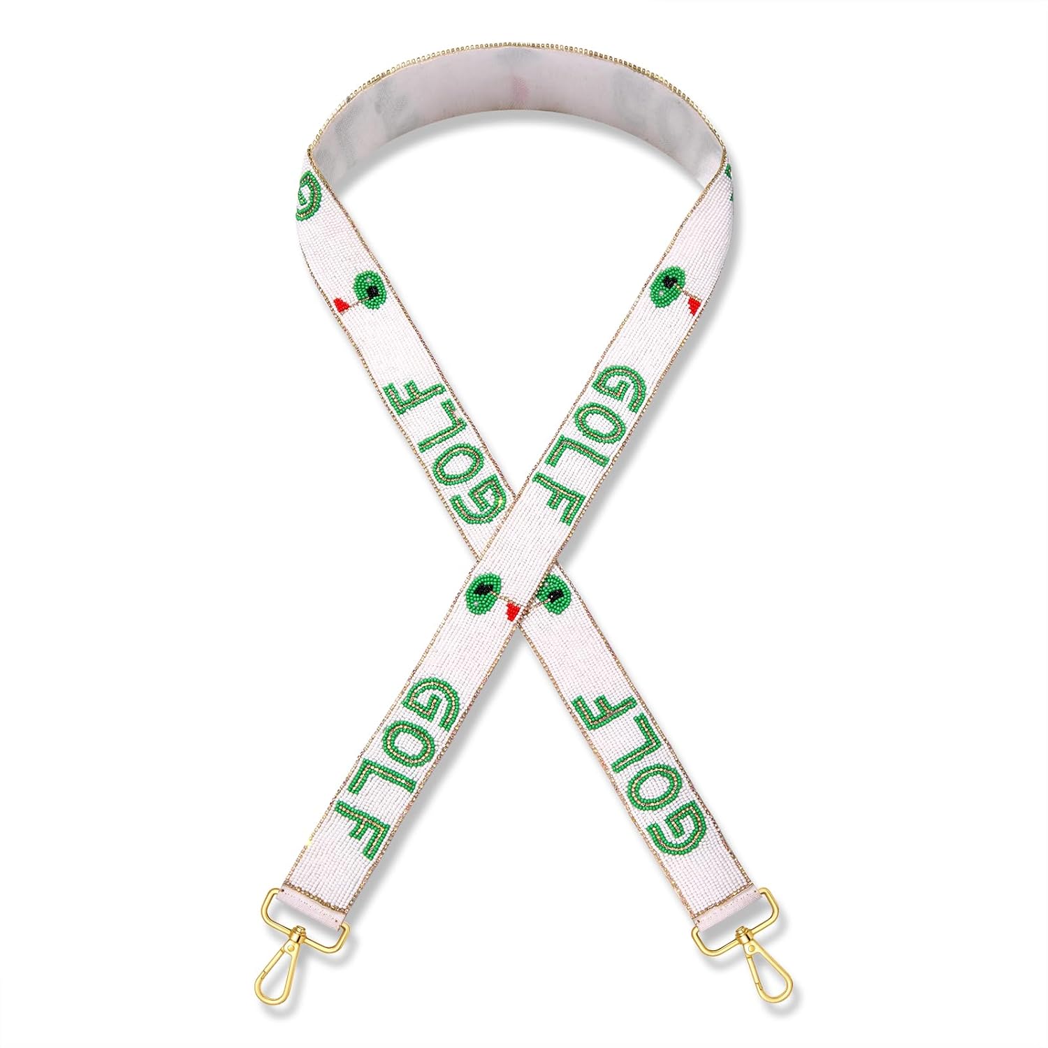 YAHPERN Golf Purse Strap for Women Beaded GOLF Clubs Flag Crossbody Shoulder Bag Strap Replacement Golf Outfits Accessories