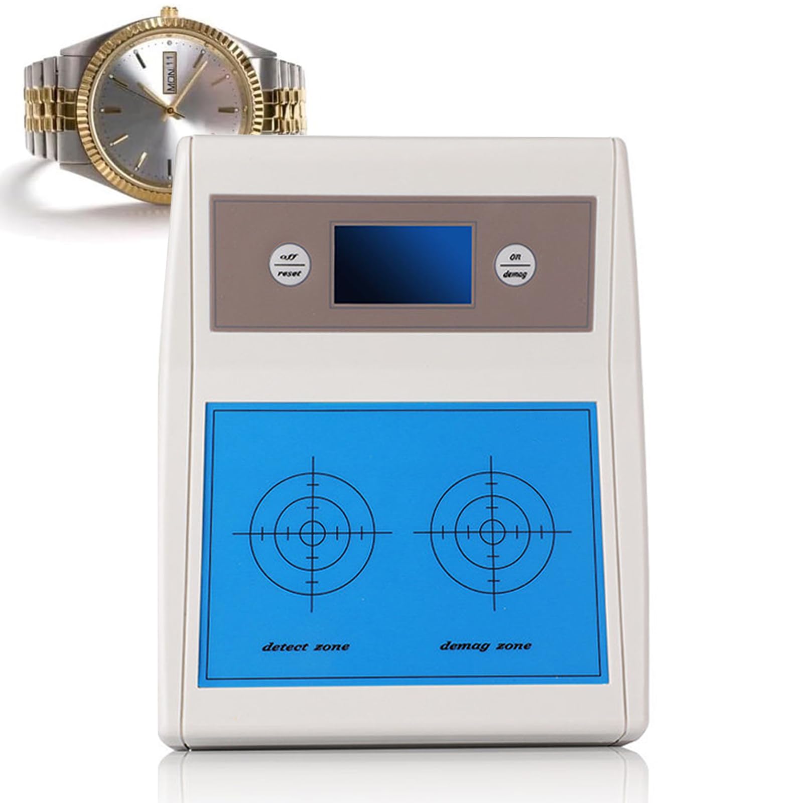 Elektryczne narzędzie do deagnetyzacji zegarków, profesjonalny wykrywacz magnetyzmu zegarka, z wyświetlaczem LCD, obsługa jednym przyciskiem, 5-sekundowy szybki magnetyczny, do naprawy zegarków