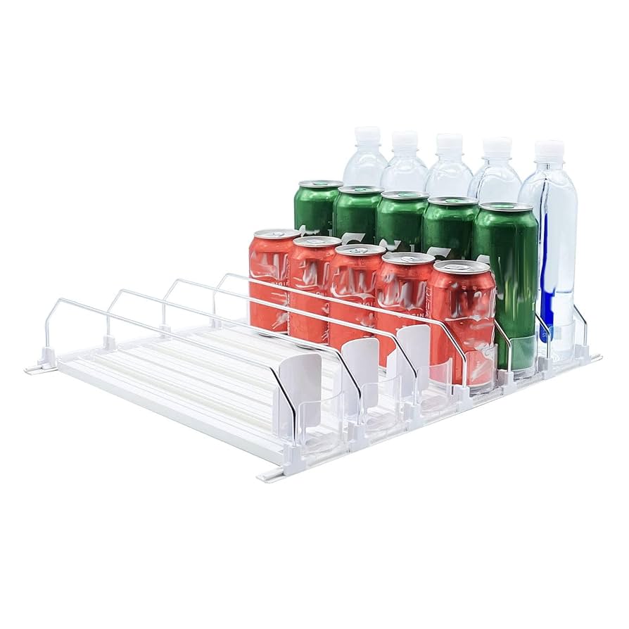 Drink Organizer Soda Can Dispenser With Automatic Pusher Glide Large Capacity Versatile Use Easy To Install Soda Can Organizer