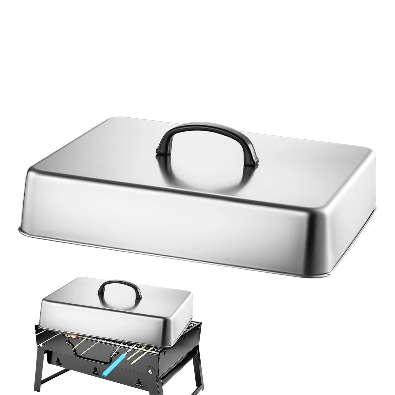 Tapa Para Plancha De Barbacoa, Cubierta Rectangular De Acero Inoxidable Resistente Al Calor, Cúpula De Vapor Para Plancha Con Asa Antideslizante, Ideal Para Barbacoas Fogatas Cocción Al Vapor