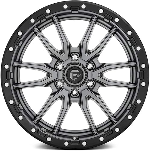 Miniatura 2 de FUEL D680 - Rueda de 17 x 9, desplazamiento 12, patrón de pernos de 6 x 139.7, cubo de 4.177 in, centro antracita con borde de labio negro