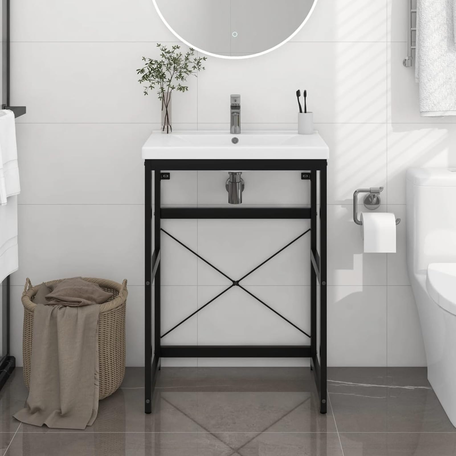 Estructura de Lavabo de Hierro Negro 59x38x83 cm Muebles De Lavabo Muebles BañO