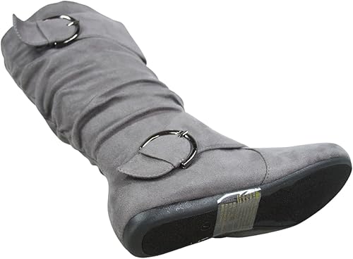 Miniatura 3 de FZ-Fits Botas de mujer con hebilla lateral, cierre de cremallera, puntera redonda, planas, con tacón bajo, de media pantorrilla