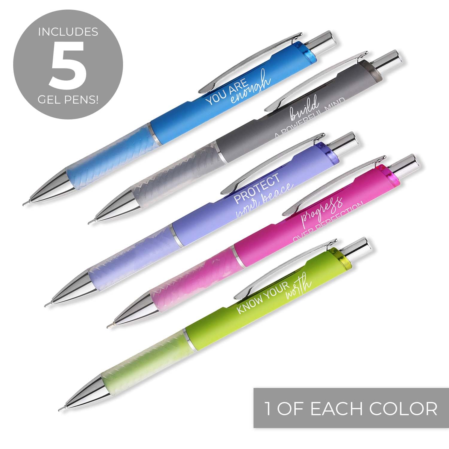 Canopy Street Gelschreiber-Set, mehrfarbig, 5 schwarze Tinte, Gel-Gleitstifte, ermutigende bunte Bürobedarf, motivierende Wertschätzung für Lehrer