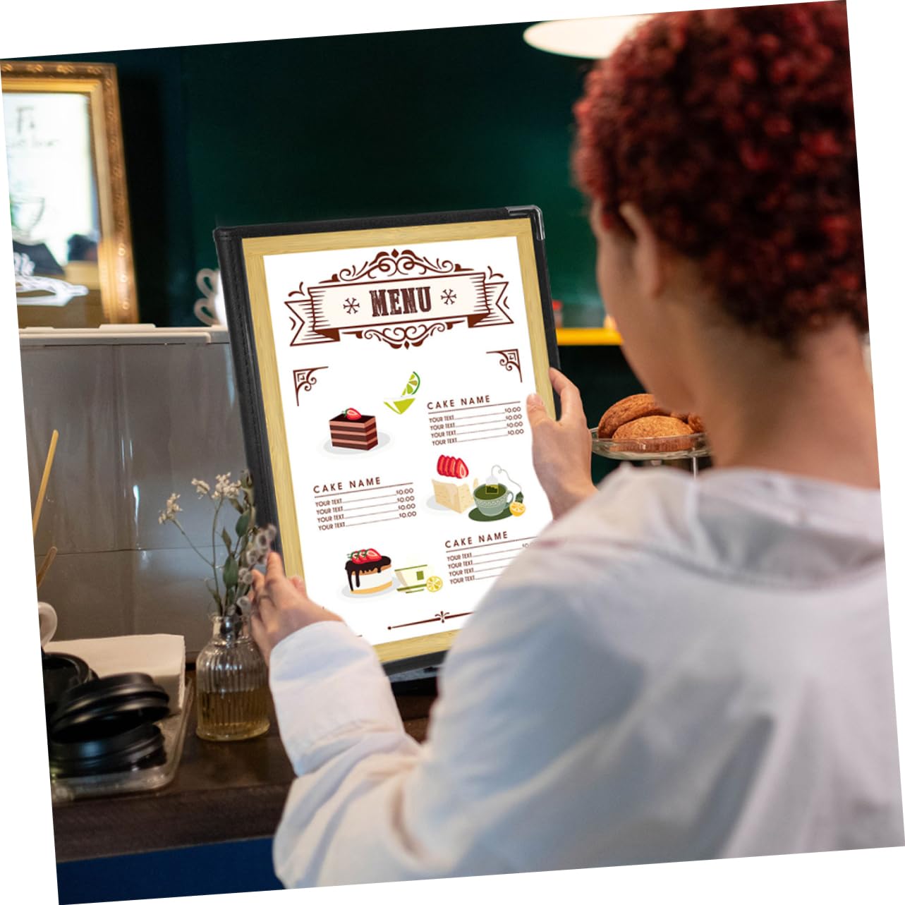 2pcs Commercial Menu Covers Menu Holder for Restaurant Page View Books