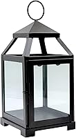 Hosley 12-Inch Clear Glass & Iron Classic Lantern - Ideal for Weddings, Parties, Spa, Aromatherapy Ambiance