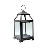 12 Inch High Clear Glass and Iron Classic Style Lantern Ideal Gift for Festivities Parties Weddings Aromatherapy and Spa Settings O3