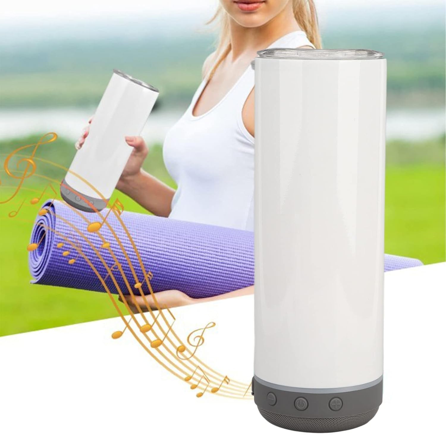 DAUERHAFT Insulated Music Cup, Detachable Speaker Vacuum Double Wall Design Sublimation Straight Tumblers Stainless Steel PP for Travel