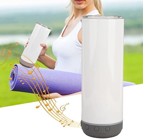 Miniatura 6 de Vaso de sublimación de 20 onzas, tazas aisladas de acero inoxidable 304, termos de doble pared al vacío desmontable con altavoz Bluetooth y luces