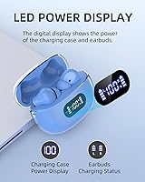 Vista 5 de Auriculares inalámbricos azules P1 PRO, auriculares inalámbricos Bluetooth con micrófonos de llamada clara, ajuste cómodo, IPX7 impermeable, batería