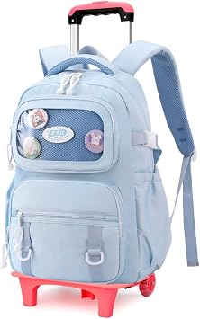 Girls Rolling Backpack Elementary School Bag with Wheels, Trolley Bags for Kids Roller Backpack for Girls Boys
