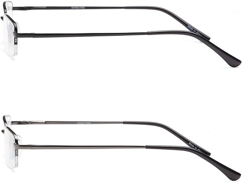 Miniatura 4 de DOUBLETAKE 2 pares de lentes para leer con medio marco con bisagras de resorte clásicos con estuche duro y angosto para hombre y mujer