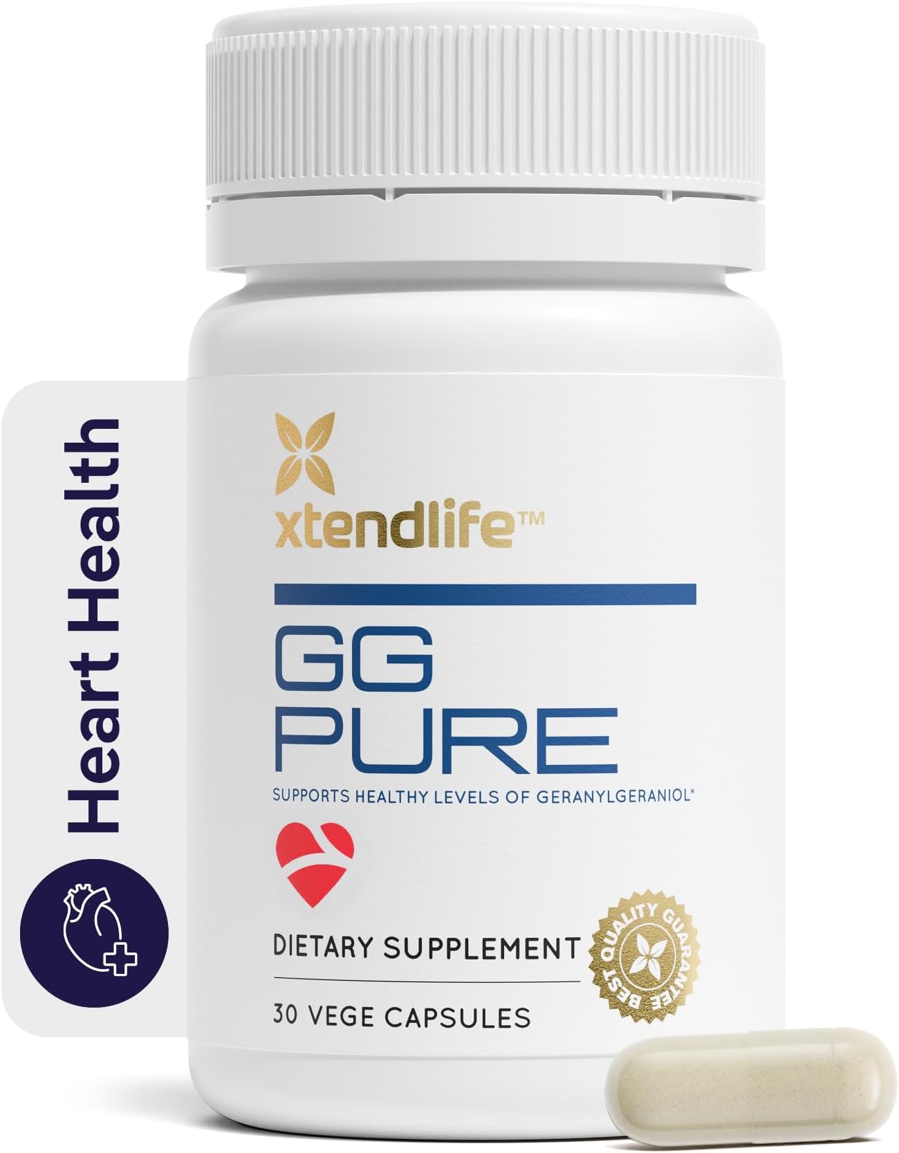 Xtendlife GG Pure - Geranylgeraniol (GG) Cardio Health and Healthy Aging- Helps Prevent Statins from Lowering CoQ10, 30 Capsules (1 Month Supply)