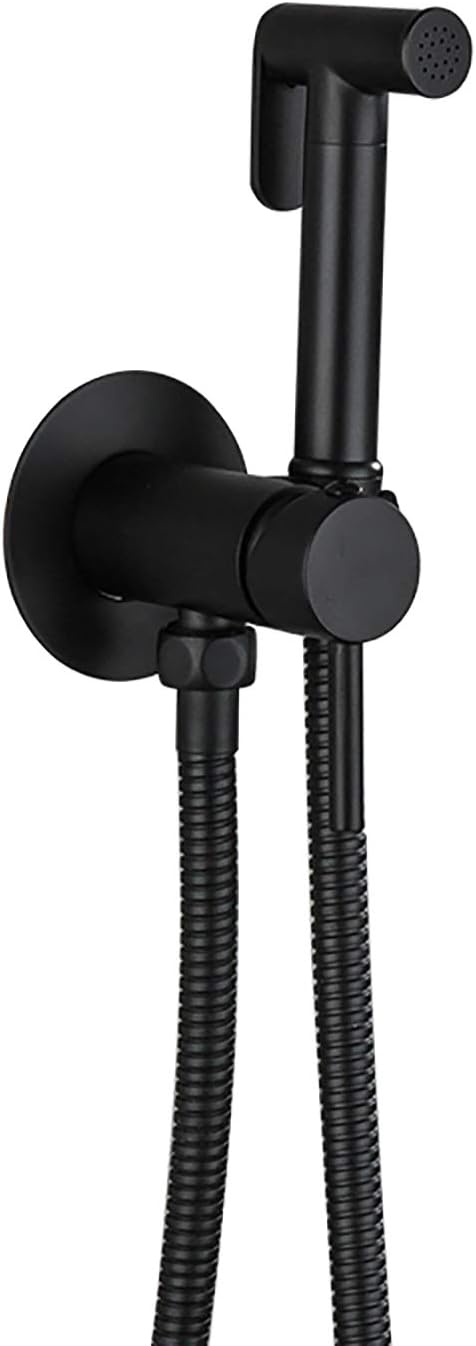 Handheld Bidet Sprayer for Toilet, Black Bathroom Cloth Diaper Set with Hot and Cold Water, Brass Kit with Stainless Steel Shower Hose for Personal Hygiene