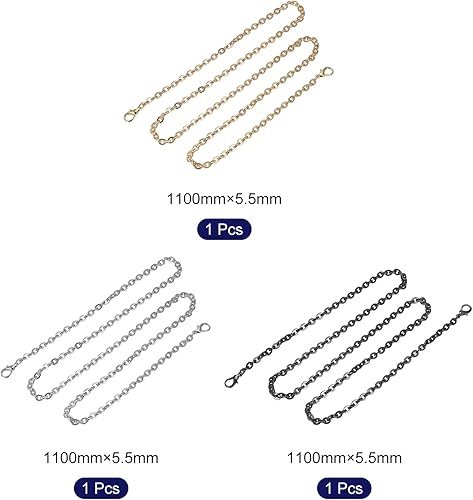 Miniatura 3 de uxcell Correa de cadena para bolso, 3 piezas de 43 x 0.22 pulgadas, correa de cadena plana de hierro, cadenas de hombro, correa de repuesto para