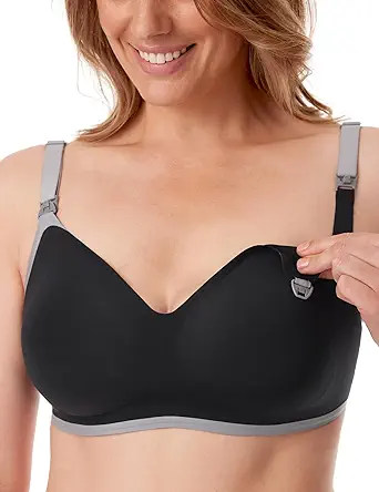 Momcozy Nursing Bras for Breastfeeding, Comfort V Neck Maternity Bra Color Party Seamless Maternity Bras for Pregnancy