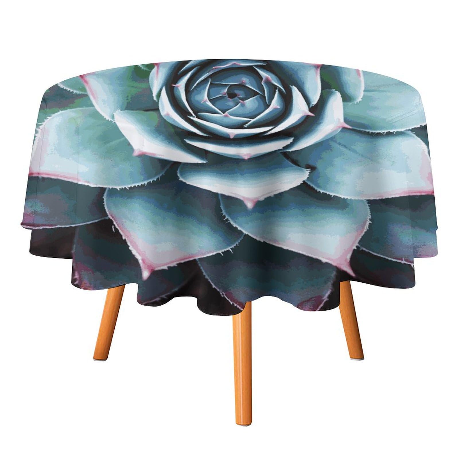 Nappe ronde plantes succulentes 178cm pour table de cuisine et repas de fête champêtre