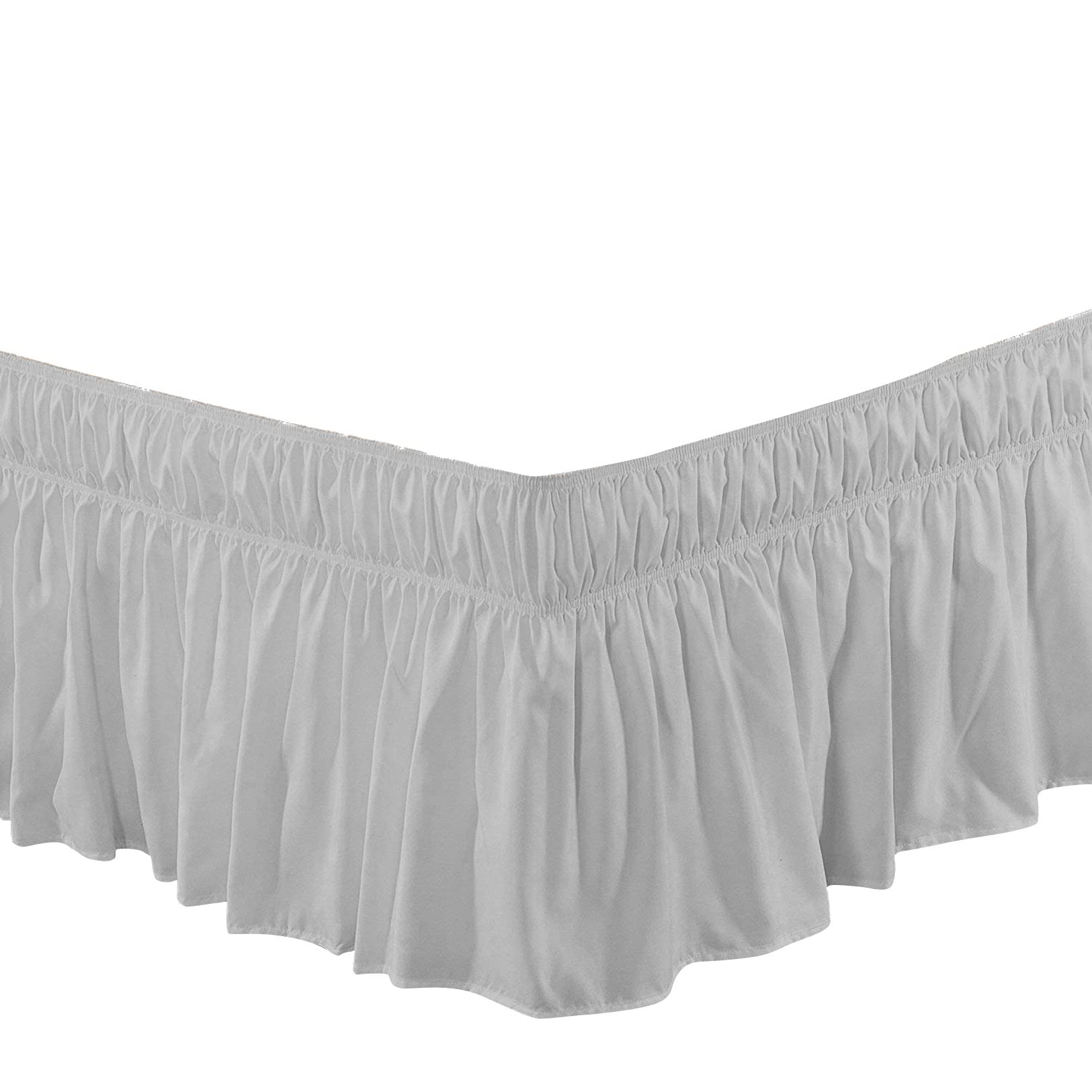 Gonne da letto, Gonna da letto elastica con volant semplice, Gonne da letto con volant in tinta unita Copri giroletto for letti King, Gonne da 14,9 pollici(Light Grey,Queen)