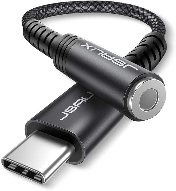 JSAUX USB C to 3.5mm Headphone Jack Adapter, Type C to 3.5mm Aux Adapter Compatible with Samsung Galaxy S22 S21 S20 Ultra Note 20 Huawei P30 P20 Mate 10 Mate 20 Pro, Pixel 4 3 2 XL Xiaomi 9 8-Black