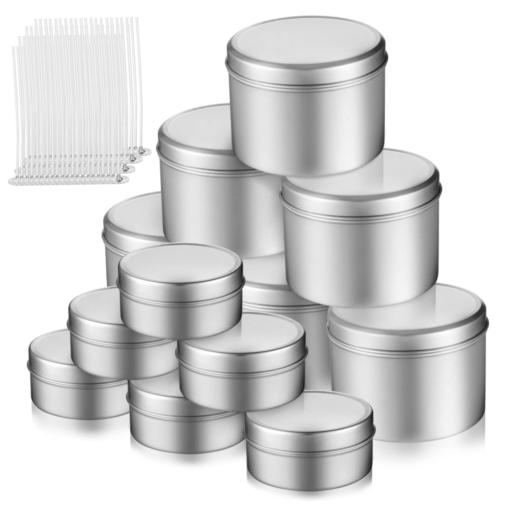 Garneck Contenitori Vuoti per Candele in Alluminio Lattine per Candele Colonna Tealight Stoppini in Cotone Fai da Te