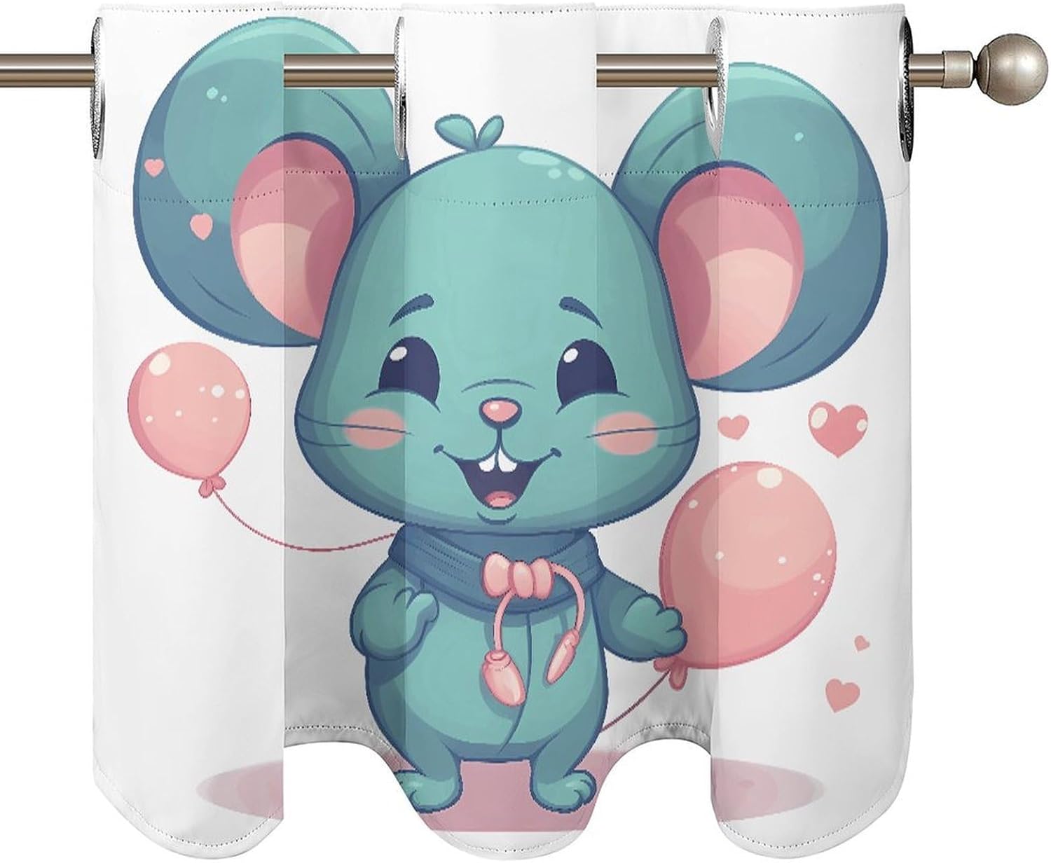 Rat Holding A Balloon 2 Pack Valance Curtains Window Treatments. Adjustable Curtain with Rod Pocket.Cafe Curtains is Half Curtains for Privacy Decorative 52x18.1 Inch.