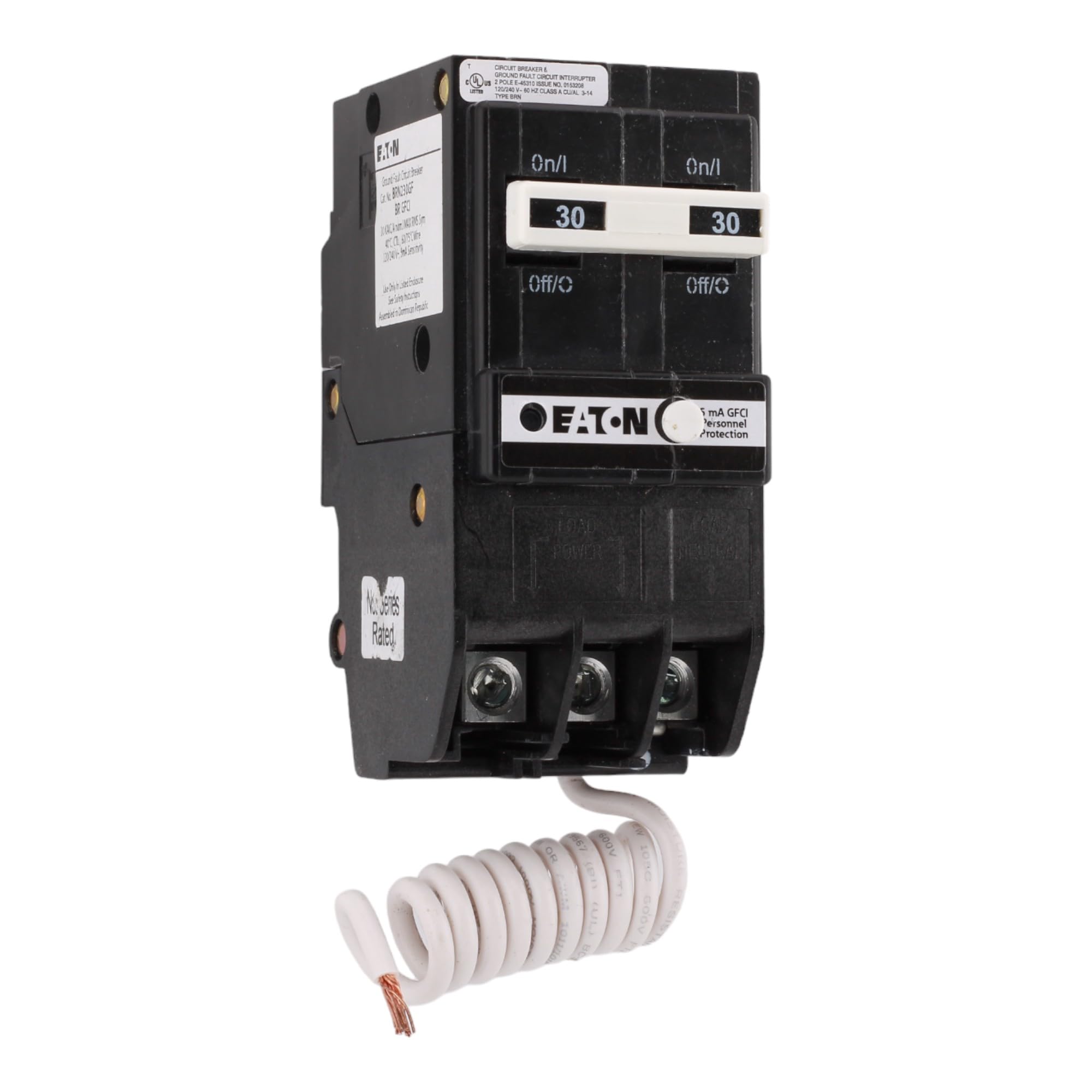 CUTLER-HAMMER BRN230GF 30 Amp Double Pole Circuit Breaker - GFCI Protection, 120/240V, Pigtail Neutral, UL Listed (1)