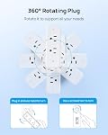 TROND 360° Extendeur de prise multi-tournant, 3 Splitter à grande distance avec interrupteur, 1440J Protecteur de surpression Expandeur électrique, petit adaptateur mural pour Dorm Home Office Voyage Essentiels