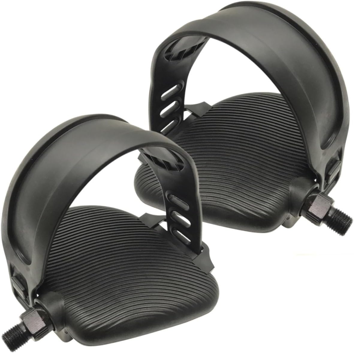 Replacement Exercise Bike Pedals with Adjustable Rubber Straps for Gym Cycles and Stationary Bikes Flat Pedals for Mountain and Indoor Cycling Comfortable Surface for Improved