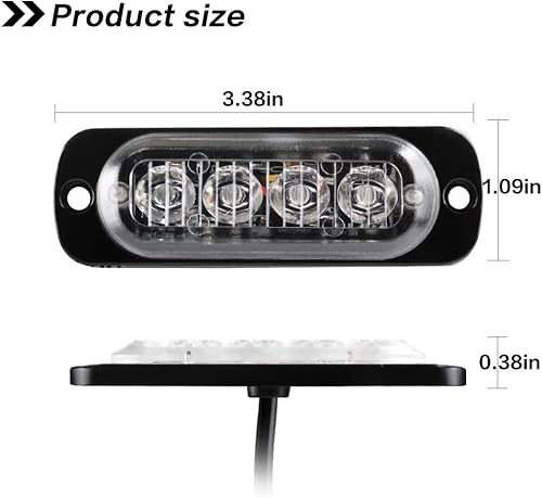 Miniatura 9 de Teguangmei 4 luces estroboscópicas de emergencia ultrafinas de 4 LED, montaje en superficie universal de 12-24 V, barra de luz de advertencia de