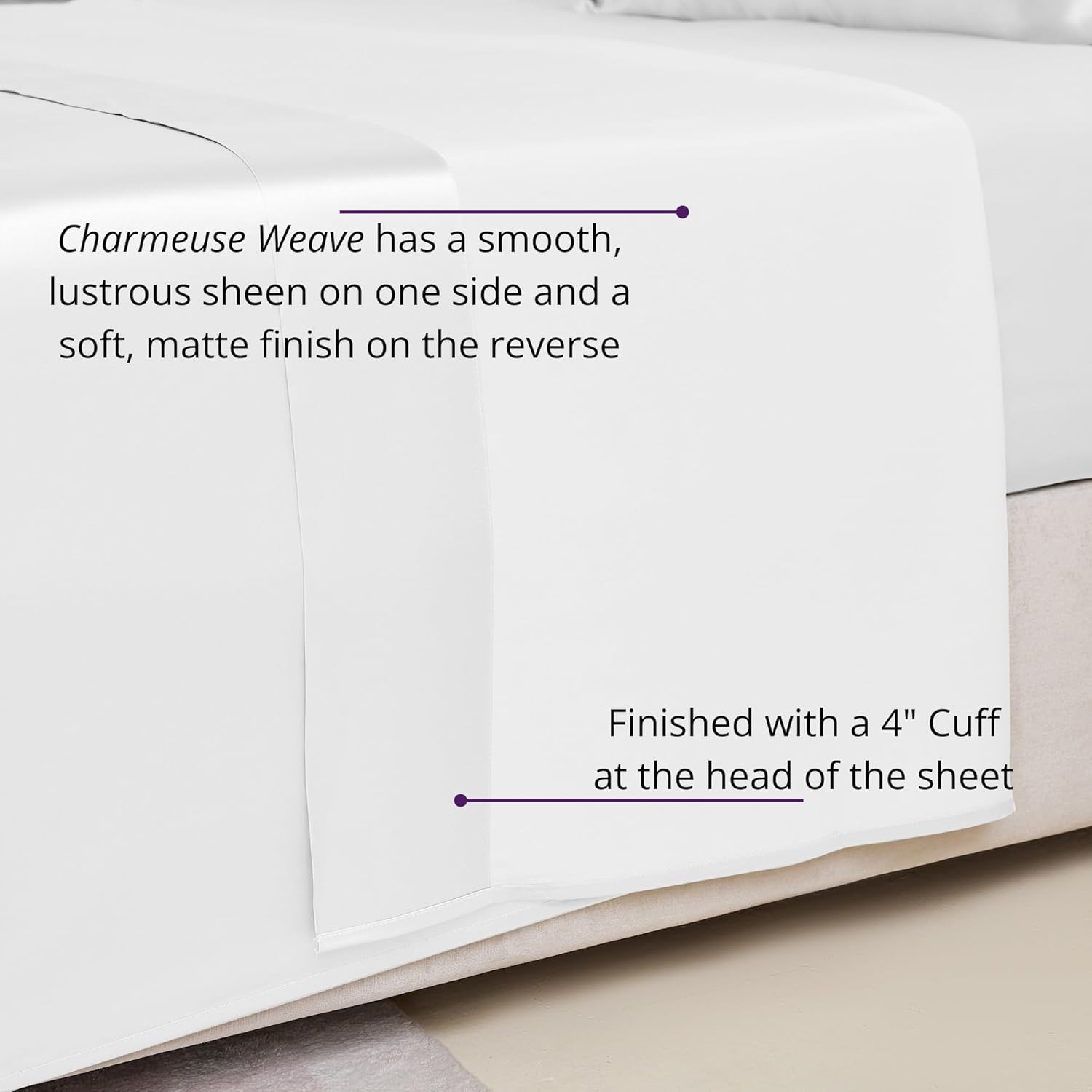 Mulberry Park 100% Pure King Silk Flat Sheet Deluxe 22 Momme 6A Mulberry Silk Bed Sheets - Breathable, Ultra-Soft - White