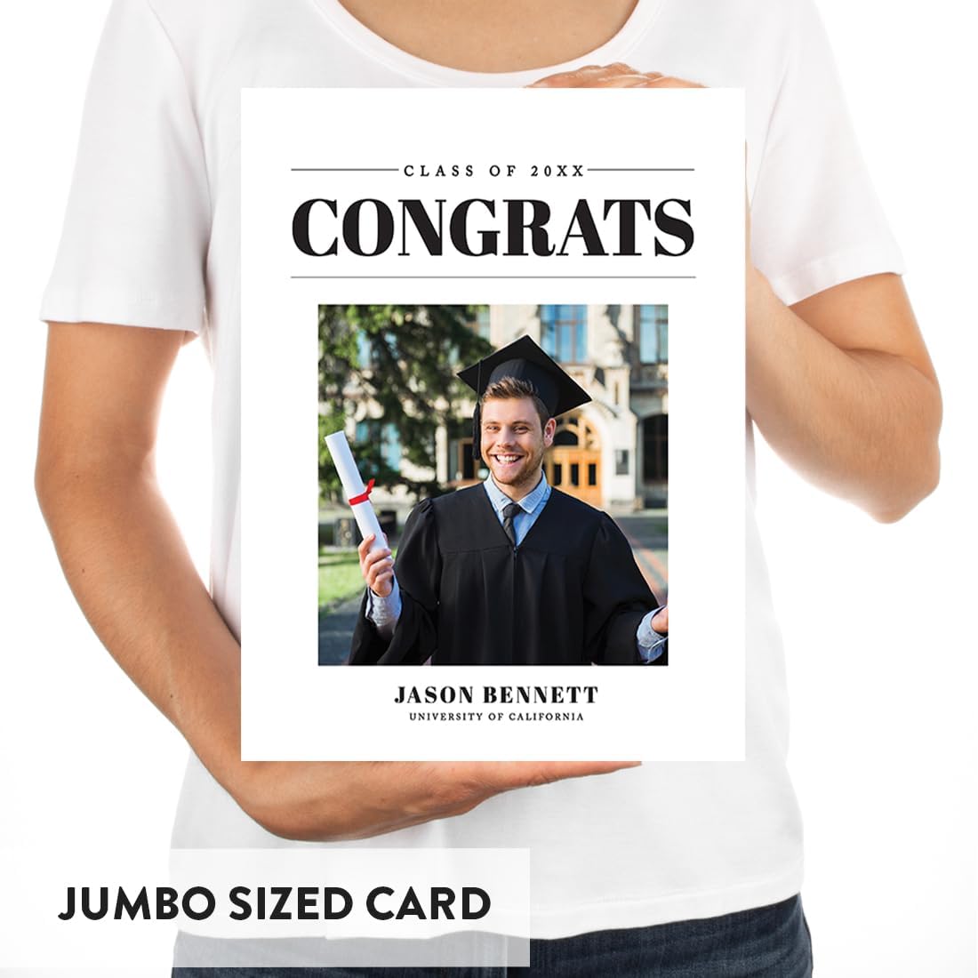 Andaz Press 8.5"x11" Personalized Jumbo Graduation Photo Card with Envelope, Class Of 2026 Custom Congrats Card for Him, Her, High School, College, Grad Med School, Nursing, Greeting Card Gift