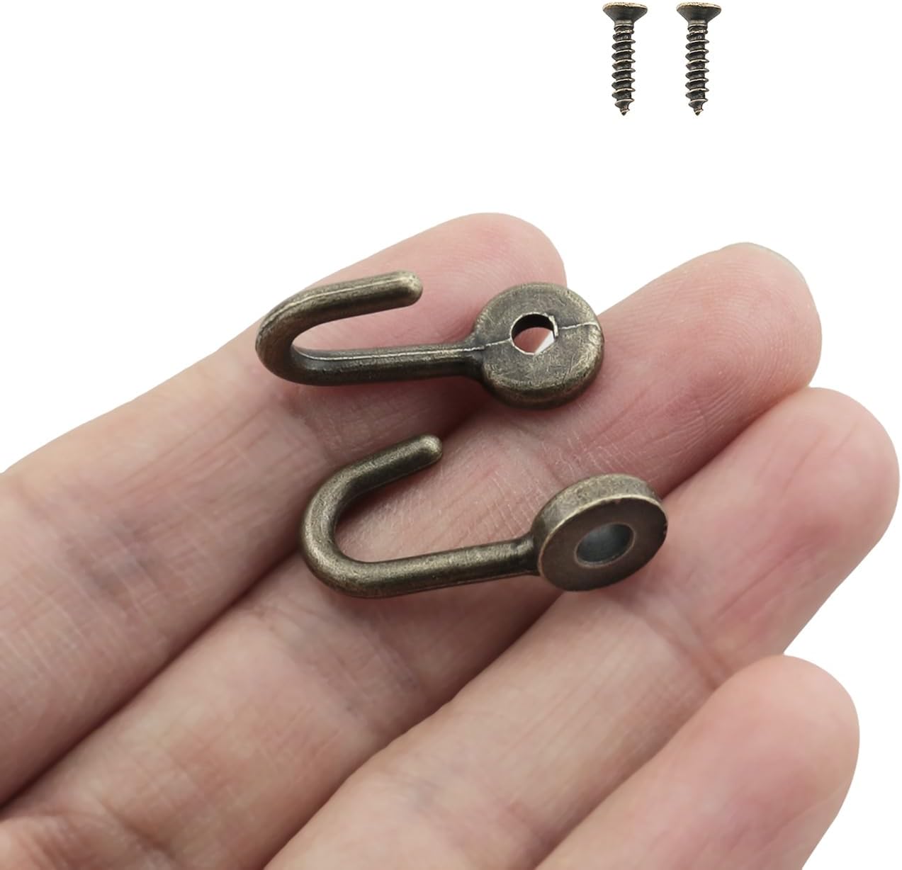 10PCS Vintage Mini Hook 10 Screws Included Zinc Alloy Key Holder Multi Functional Hanging Accessories 0.9x0.3x0.2 inches for Hanging Hats Cups Jackets and Accessories
