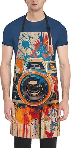 Miniatura 9 de Delantal impermeable con 2 bolsillos, delantales de chef de cocina, baberos para cocinar, hornear, pintura, jardinería, aseo