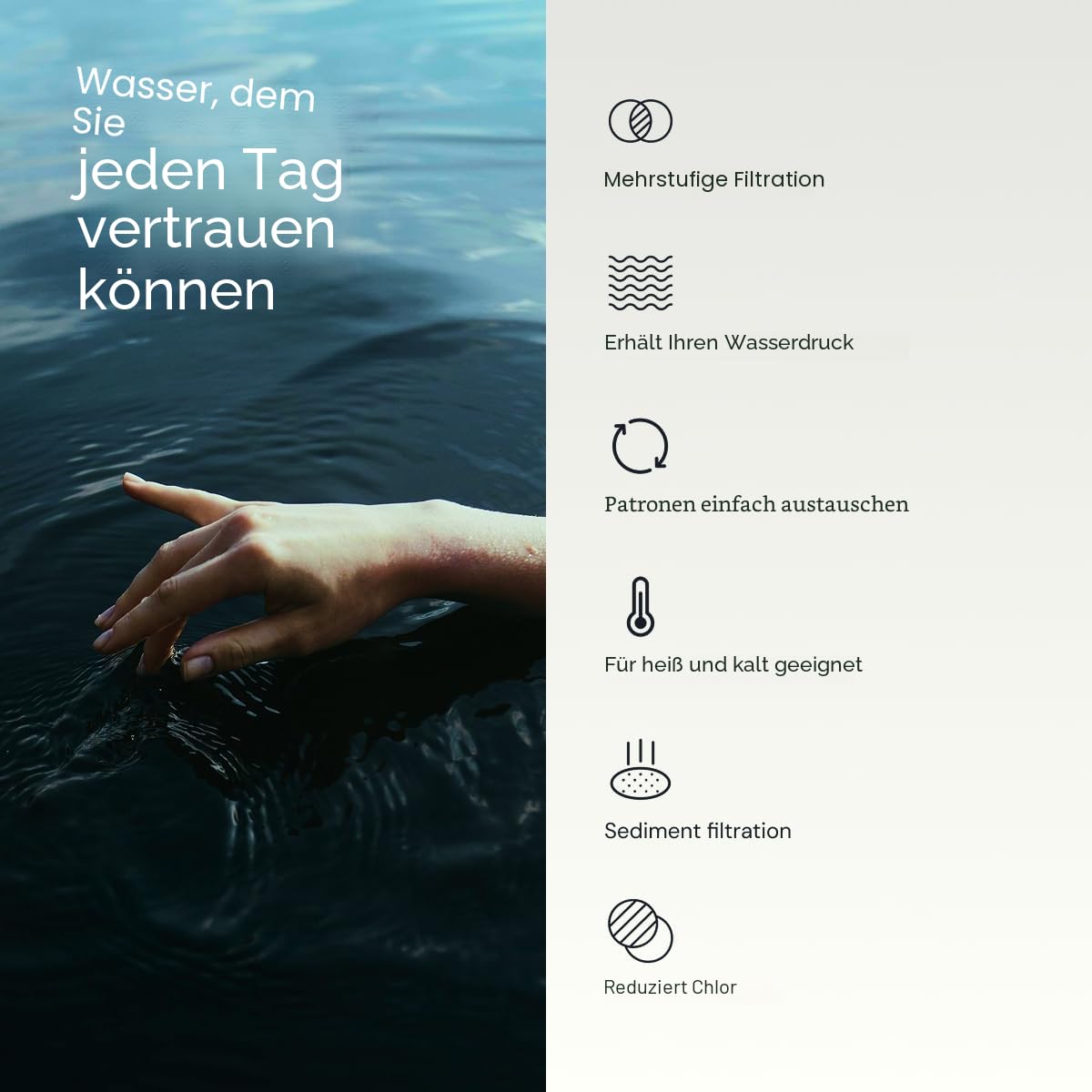 AquaBliss SF220 Universal-Duschfilter mit austauschbarer mehrstufiger Kartusche – lindert Juckreiz, Ekzeme und Akne für strahlende Haare, Nägel und Haut, Chrom