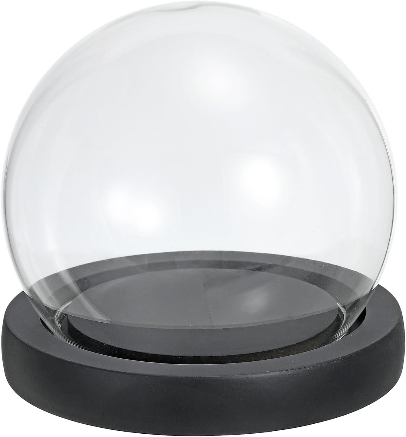 PATIKIL 4" Clear Cloche Glass Dome, Glass Bell Jar Globe Display Case Tabletop Centerpiece with Natural Wooden Base for Succulents Christmas Decor