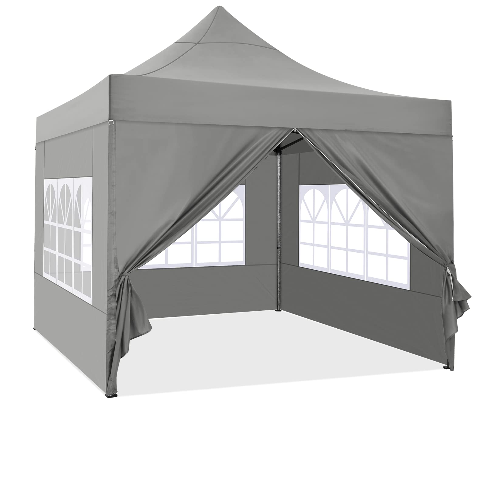 COBIZI Pavillon 3x3 Wasserdicht Stabil Winterfest mit Seitenwand,Grau | Pop Up Zelt Faltpavillon,Sonnenschutz Pavillion Klappbar Zelte,Gartenparty Strand Hochzeit,Pavilion Faltbar mit Tasche Rollen