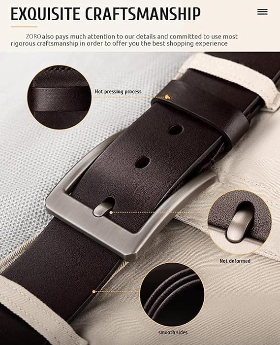 Image of Men's Automatic Buckle Leather Belt with Adjustable Ratchet System, Premium Formal and Casual Waist Belt for Jeans, Trousers and Office Wear