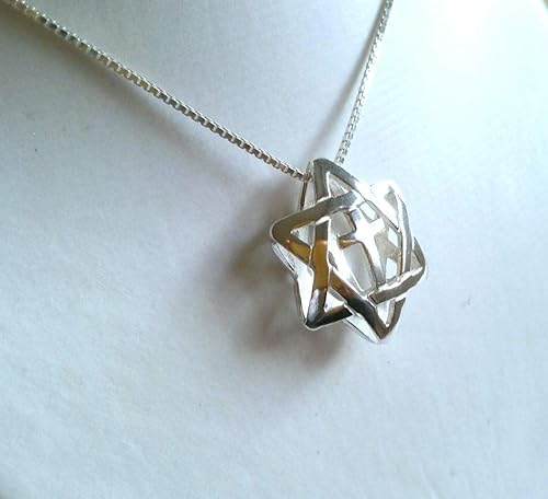 Miniatura 5 de Star of David With Cross Silver Necklace, 3D design Messianic Pendant, Jewish Christian interfaith unisex Jewelry