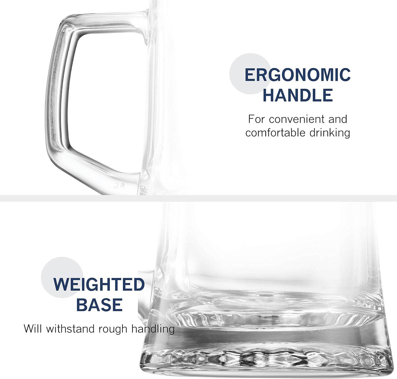 Bormioli Rocco Stern Beer Mug Set of 4-17 Oz. Drinking Glasses & Mugs for Home Bar & Beverage Service - Durable Clear Glass Drinkware for Water, Soda & Craft Beer - Dishwasher Safe - Image 5