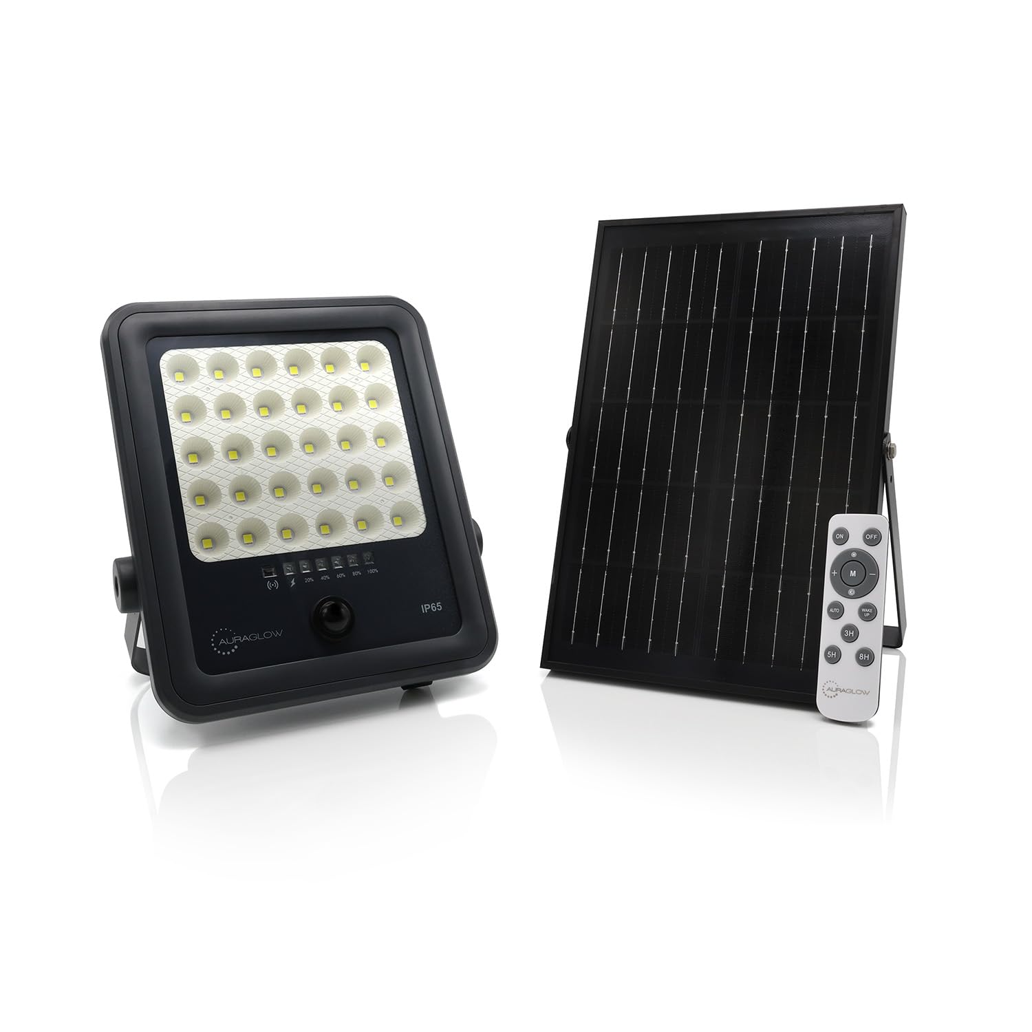 Auraglow Solar Security Light 1500LM – LED Floodlight with Remote, PIR Motion Sensor, Dusk to Dawn, IP65 Waterproof Outdoor Lighting for Garden, Driveway, Garage, Patio, Shed
